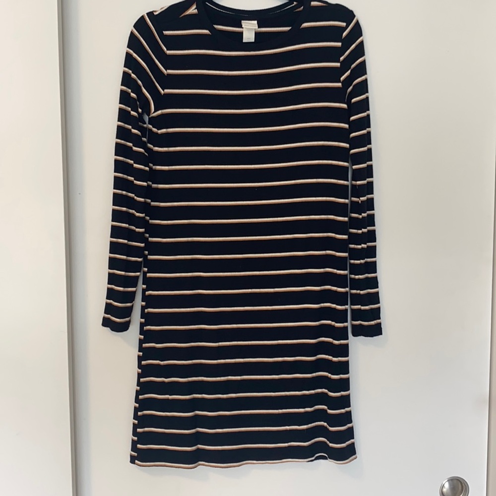 Long sleeve H&M black striped dress